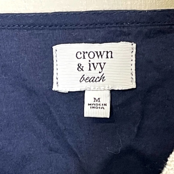 Crown & Ivy Beach V-Neck‎ Tunic Top Crochet Trim 3/4 Sleeve Women Medium - Picture 6 of 8